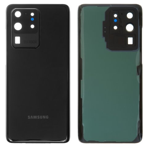 Задня панель корпуса для Samsung G988 Galaxy S20 Ultra, чорна, із склом камери, cosmic black
