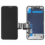 Дисплей для iPhone 11, черный, с рамкой, Copy, с пластиками камеры и датчика приближения, tianma (TFT)