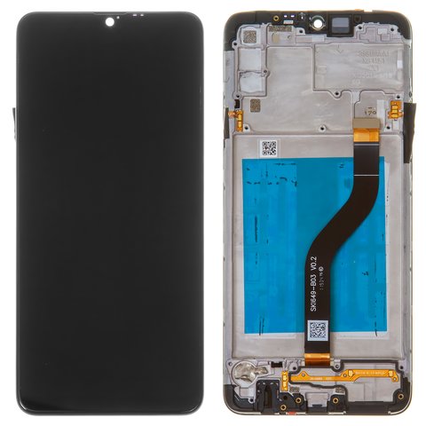 Дисплей для Samsung A207 Galaxy A20s, чорний, з рамкою, Оригінал переклеєне скло 