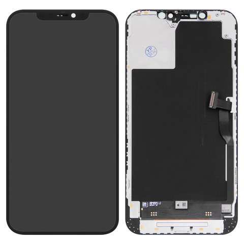 Дисплей для iPhone 12 Pro Max, чорний, з рамкою, Оригінал переклеєне скло 