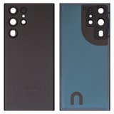 Задня панель корпуса для Samsung S908B Galaxy S22 Ultra 5G, чорна, із склом камери