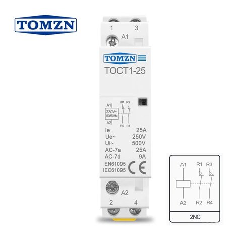 Контактор TOMZN TOCT1, 2P, 220 В, 25 А, 2NC