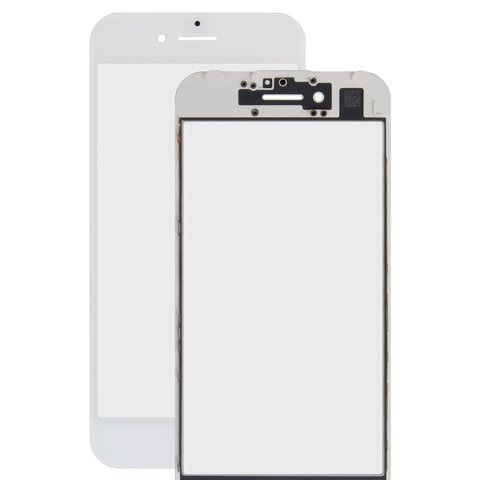 Housing Glass compatible with iPhone 7, with OCA film, with frames, white 
