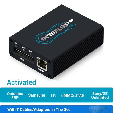 Caja Octoplus Pro con juego de cables con activaciones Samsung, LG, eMMC JTAG, FRP, SE Unlimited 