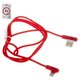 USB кабель XO NB28, USB тип-A, Lightning, 100 см, 2,4 А, красный, Г-образный, в нейлоновой оплетке