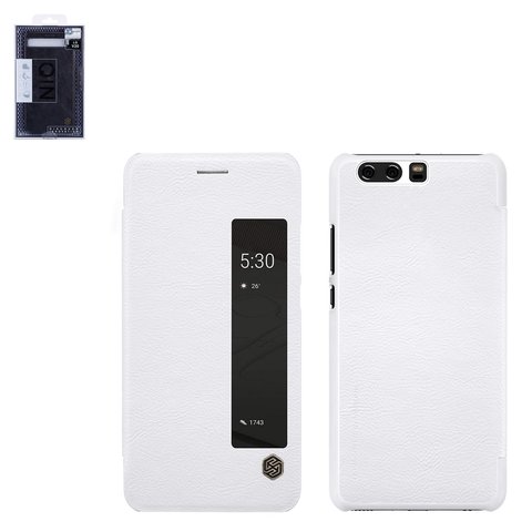 Case Nillkin Qin leather case compatible with Huawei P10, white, flip, PU leather, plastic  #6902048139343