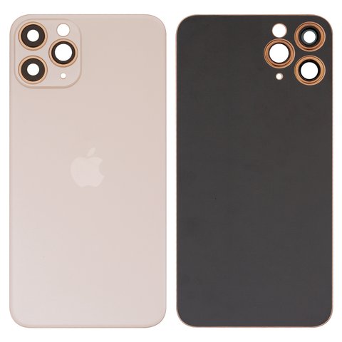 Housing Back Cover compatible with iPhone 11 Pro, golden, with camera lens, small hole, matte gold 