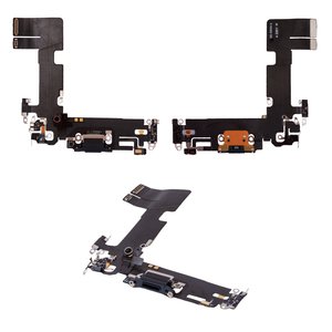 Flat Cable compatible with iPhone 13, charge connector, black, with microphone, with connector, Original PRC , Lightning 