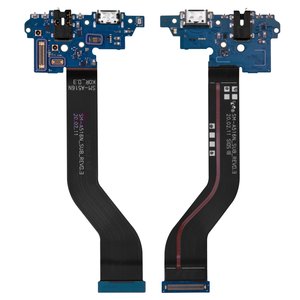 Flat Cable compatible with Samsung A516F Galaxy A51 5G, headphone connector, charge connector, with microphone, with components, Original PRC  