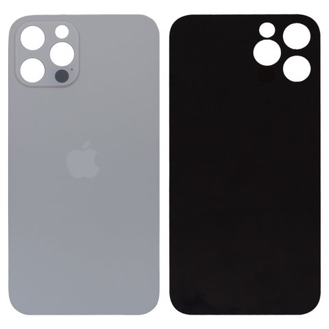 Housing Back Cover compatible with iPhone 12 Pro, white, silver, need to remove the camera glass, small hole, silver 