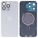 Housing Back Cover compatible with iPhone 15 Pro Max, (white, with camera lens, HC)