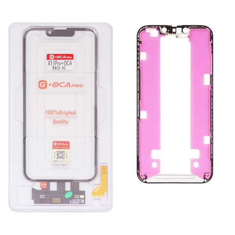 Touchscreen G+OCA PRO compatible with iPhone 13 Pro, with OCA film, with frame, black, without microcircuit 