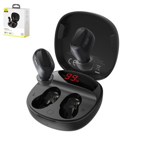 Headphone Baseus WM01 Plus, wireless, vacuum, black, with charging case, with USB cable Type C, with LCD  #NGWM010001 NGWM01P 01