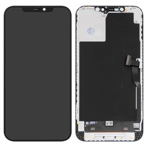 LCD compatible with iPhone 12 Pro Max, black, with frame, change glass 