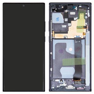 LCD compatible with Samsung N985F Galaxy Note 20 Ultra, N986B Galaxy Note 20 Ultra 5G, black, with frame, Original, service pack  #GH82 23511A GH82 23622A