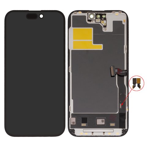 LCD compatible with iPhone 14 Pro, black, with frame, HC, without IC, OLED , OEM soft 