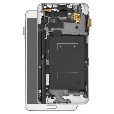 Pantalla LCD puede usarse con Samsung N9005 Note 3, N9006 Note 3, plateado, blanco, con ajuste de brillo, versión LTE, con marco, Copy, TFT 