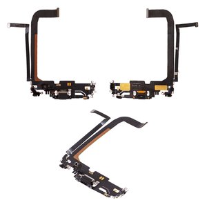 Cable flex puede usarse con iPhone 13 Pro Max, del conector de carga, negro, con micrófono, con componentes, Original PRC , Lightning, graphite