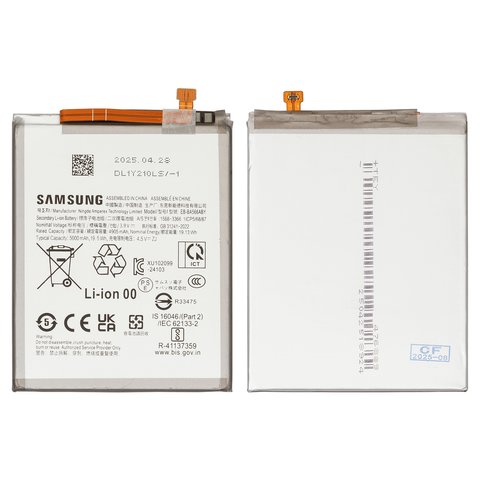 Batería EB BA566ABY puede usarse con Samsung A366 Galaxy A36, A566 Galaxy A56, Li ion, 3.90 V, 5000 mAh, Original PRC 