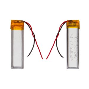 Аккумулятор 501240, 41 мм, 10,8 мм, 5,4 мм, Li ion, 3,7 В, 200 мАч, с контроллером