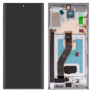 Дисплей для Samsung N975F Galaxy Note 10 Plus, сріблястий, з рамкою, High Copy, OLED 