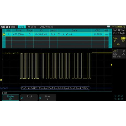 Software SIGLENT SDS-2000X-DC para decodificar señales IIC, SPI, UART/RS232, CAN, LIN